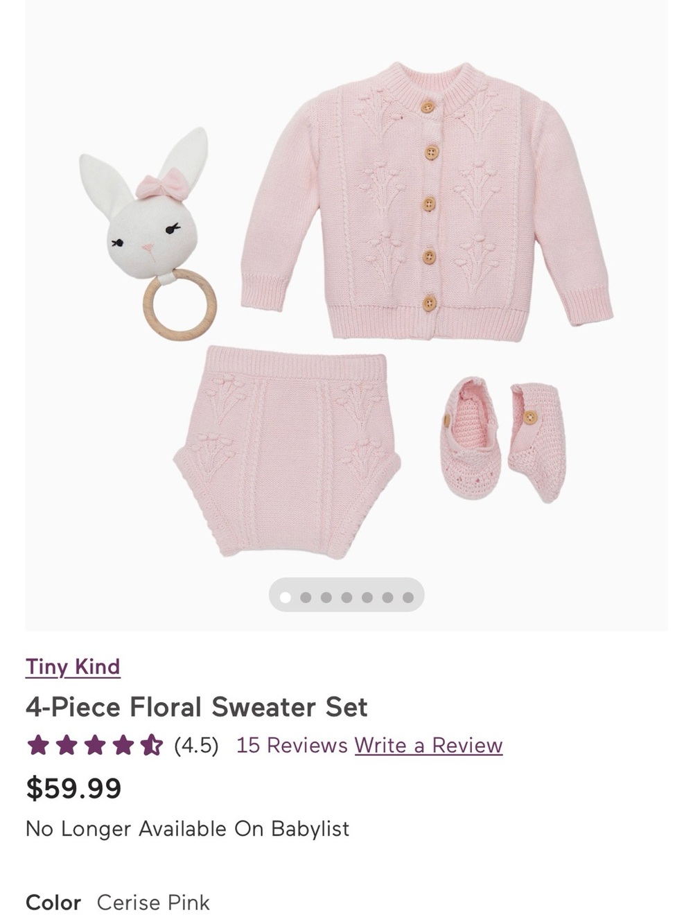 Loomsake 4 piece floral sweater set cerise pink0-3M